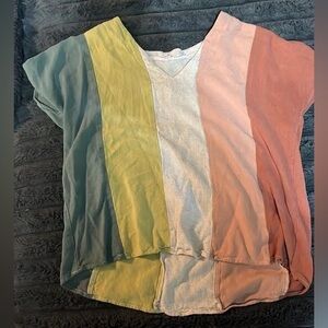 Colorblock V-Neck Top